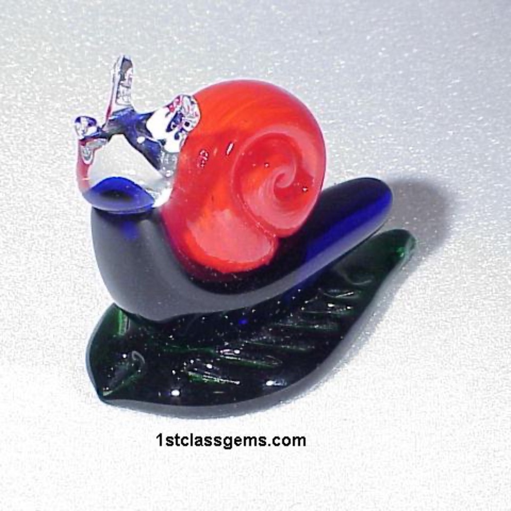 FINAL SALE PRICE Glass Nuvo Handmade Glass Snail in Red, Blue, Clear and Greem